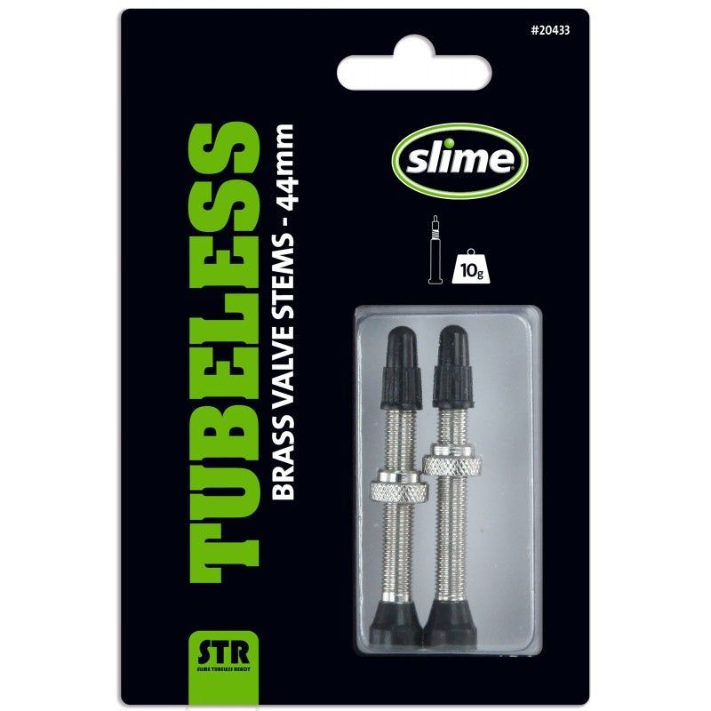 Valves tubeless Slime STR 44 mm (Paire) Argent