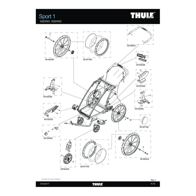 Kit complet de roue droite Thule Sport - 40192436
