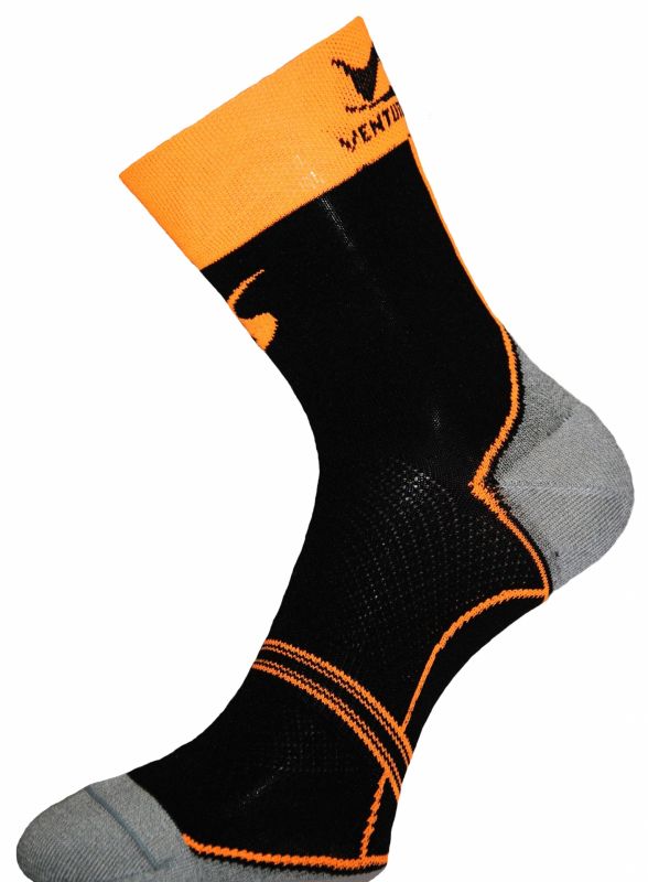 Chaussettes Ventura Socks Carbone Classic Noir/Orange fluo- 35/38