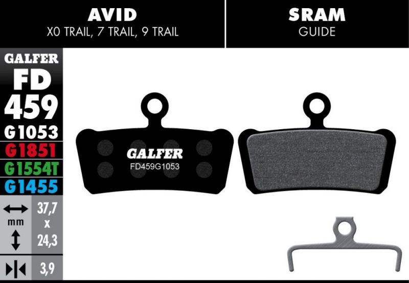 Plaquettes de frein Galfer Avid/SRAM Trail et Guide Semi-métallique A